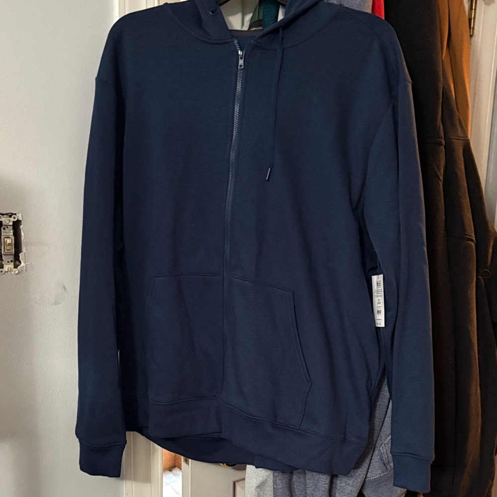 Men's Navy Blue Full-Zip Hoodie